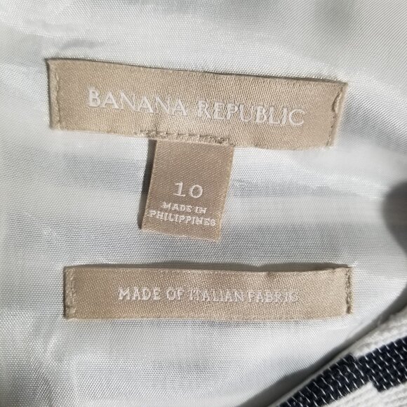 Banana Republic Sz 10 Black White Striped Fit Flare A Line Preppy Dress Pockets - Picture 8 of 12